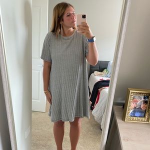 Black and white striped LOFT Dress